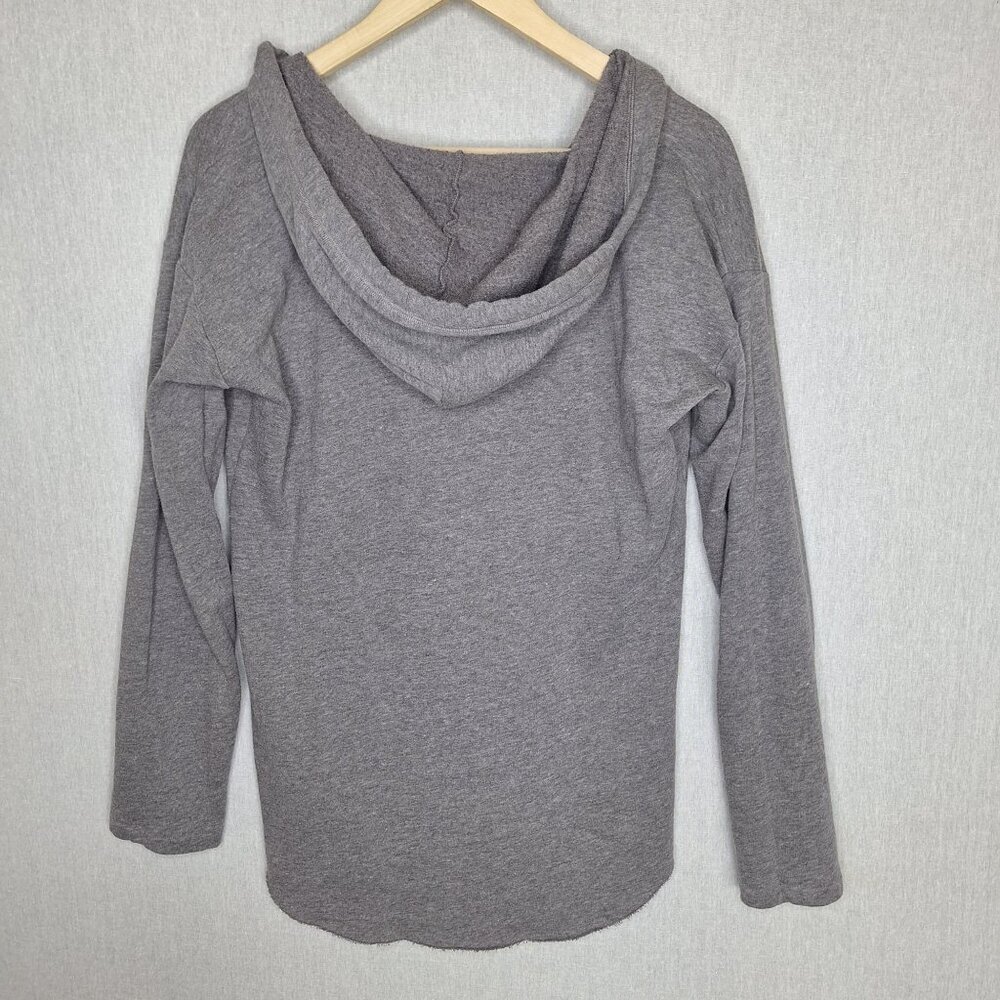 💙 Pink Slouchy Oversized Distressed V-Neck Hoodie Size S/M Streetwear Lounge At - Picture 7 of 8